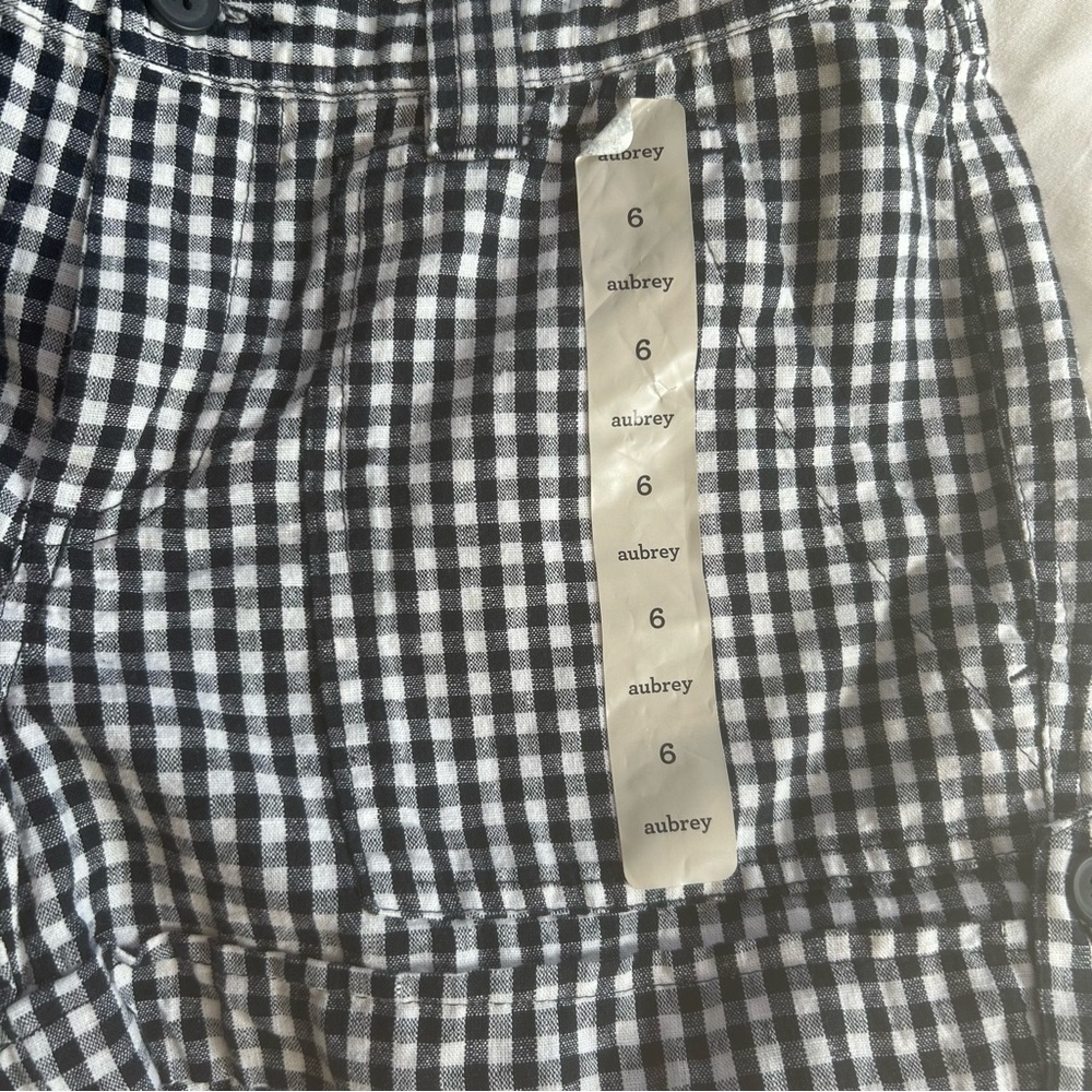 Gap Aubrey Shorts women’s size 6 gingham checkered black & white linen blend NEW - Picture 11 of 13